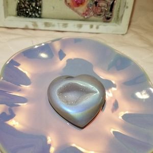Aura Druzy Agate Heart love rare dreamy lilac purple